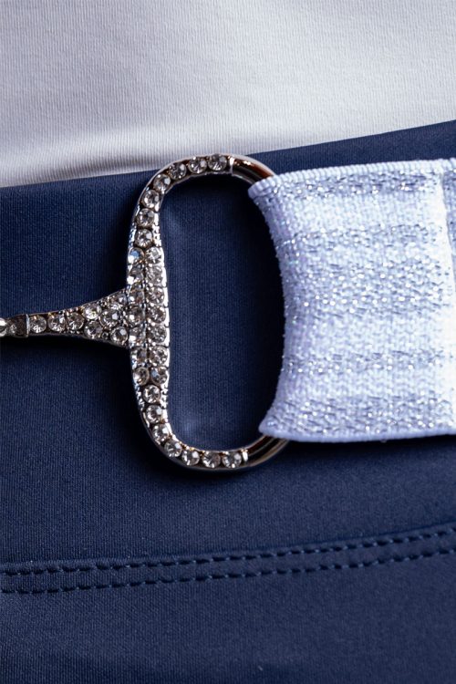 Cinturon de competicion-en blanco con brilli brilli detalles ecuestres Brilli bracomonte equestrain